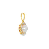 14k Yellow Gold Pearl Halo Pendant