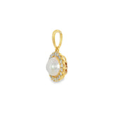 14k Yellow Gold Pearl Halo Pendant