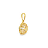 14k Yellow Gold Pearl Halo Pendant