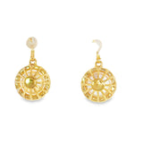 14k Yellow Gold Halo Pearl Earrings
