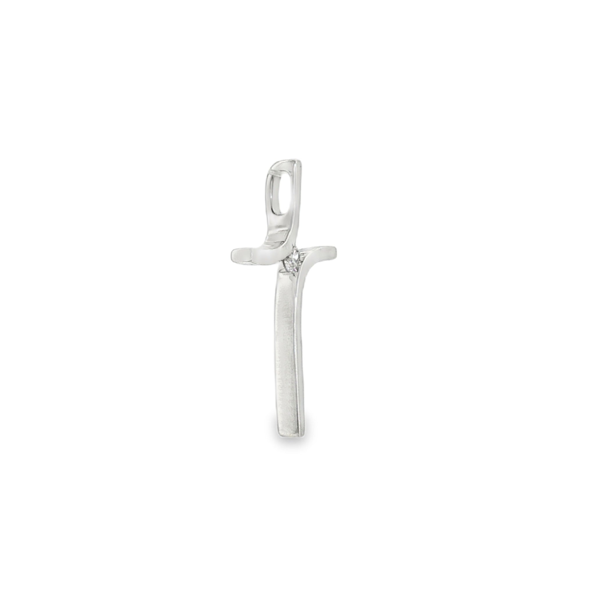 14k White Gold 0.03 ctw Cross Diamond Pendant