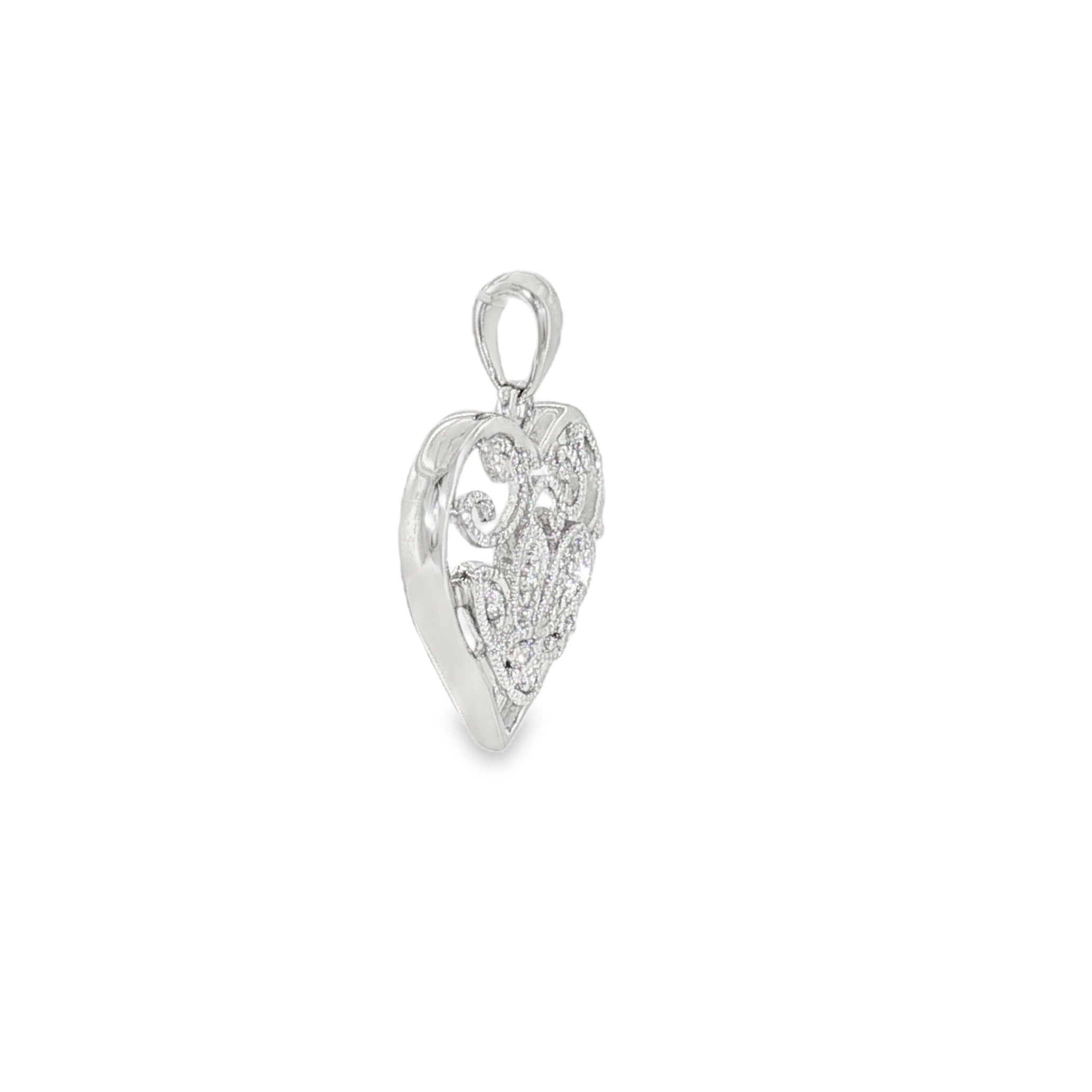 14k White Gold 0.03 ctw Heart Diamond Pendant
