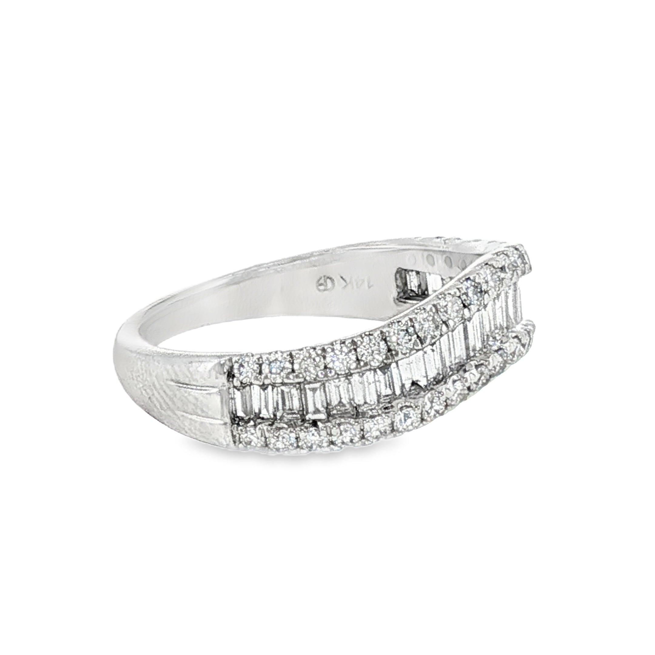 14k White Gold 1.00 ctw Curved Women's Diamond Ring