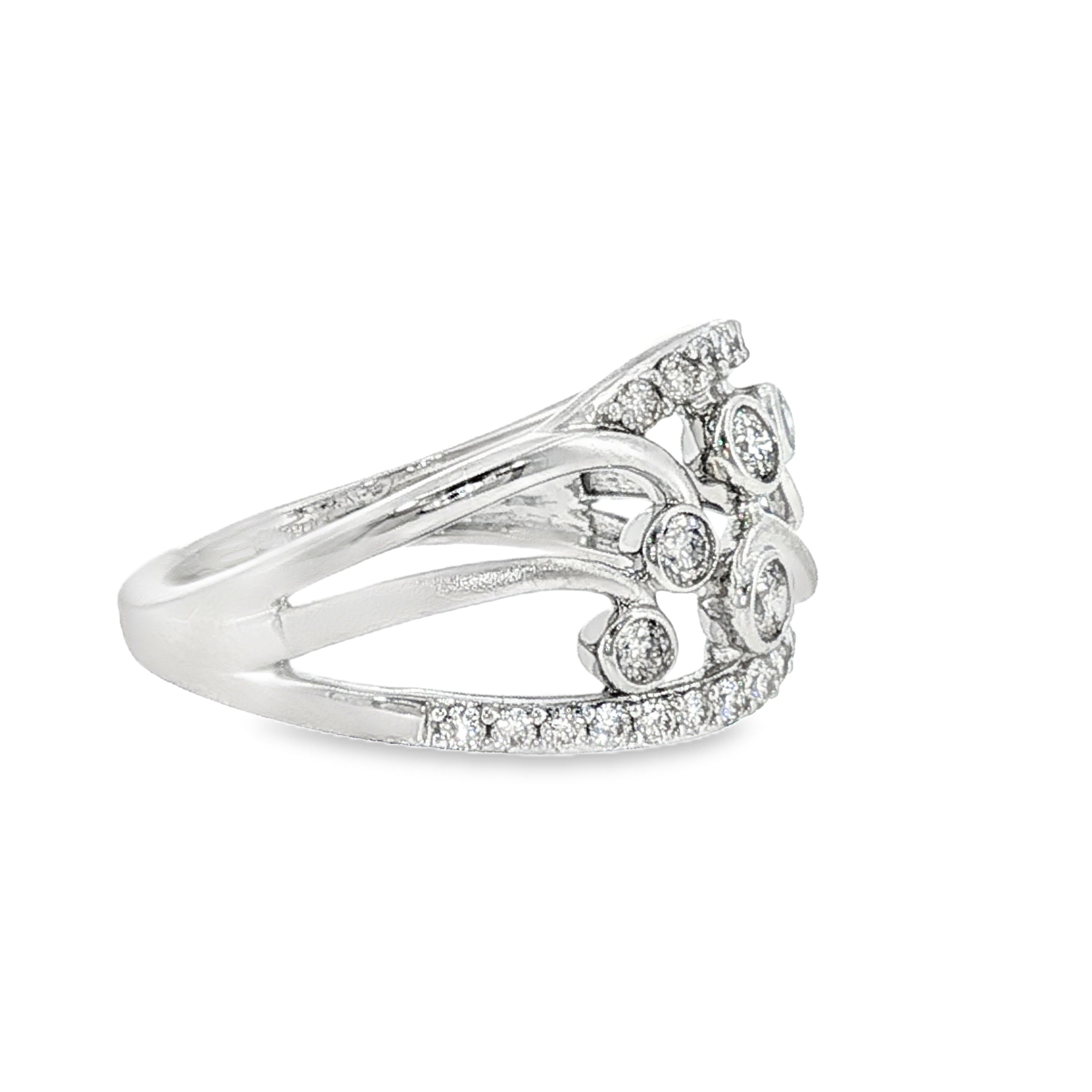 14k White Gold 0.50 ctw Free Form Women's Diamond Ring