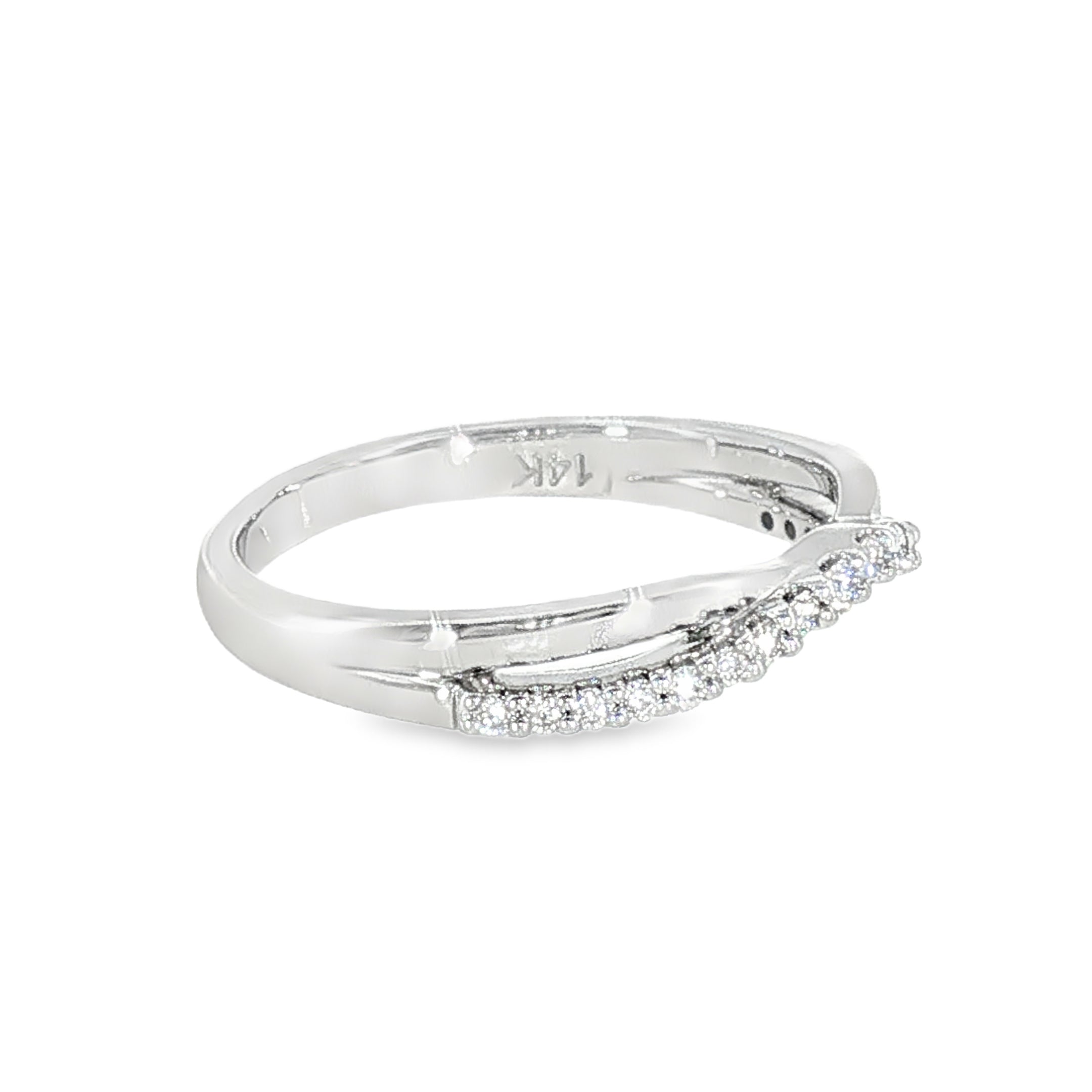 14k White Gold 0.17 ctw Curved Women's Diamond Wedding Band