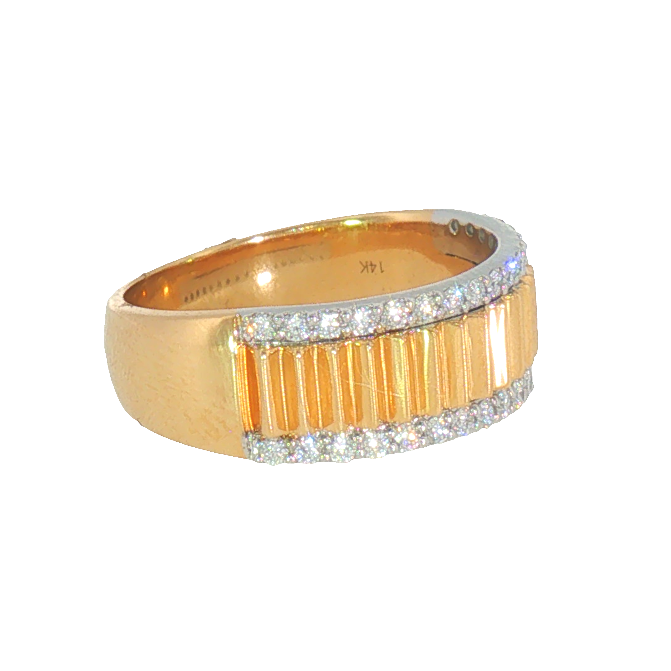 14k Two-tone 0.33 ctw Textured Women's Diamond Ring