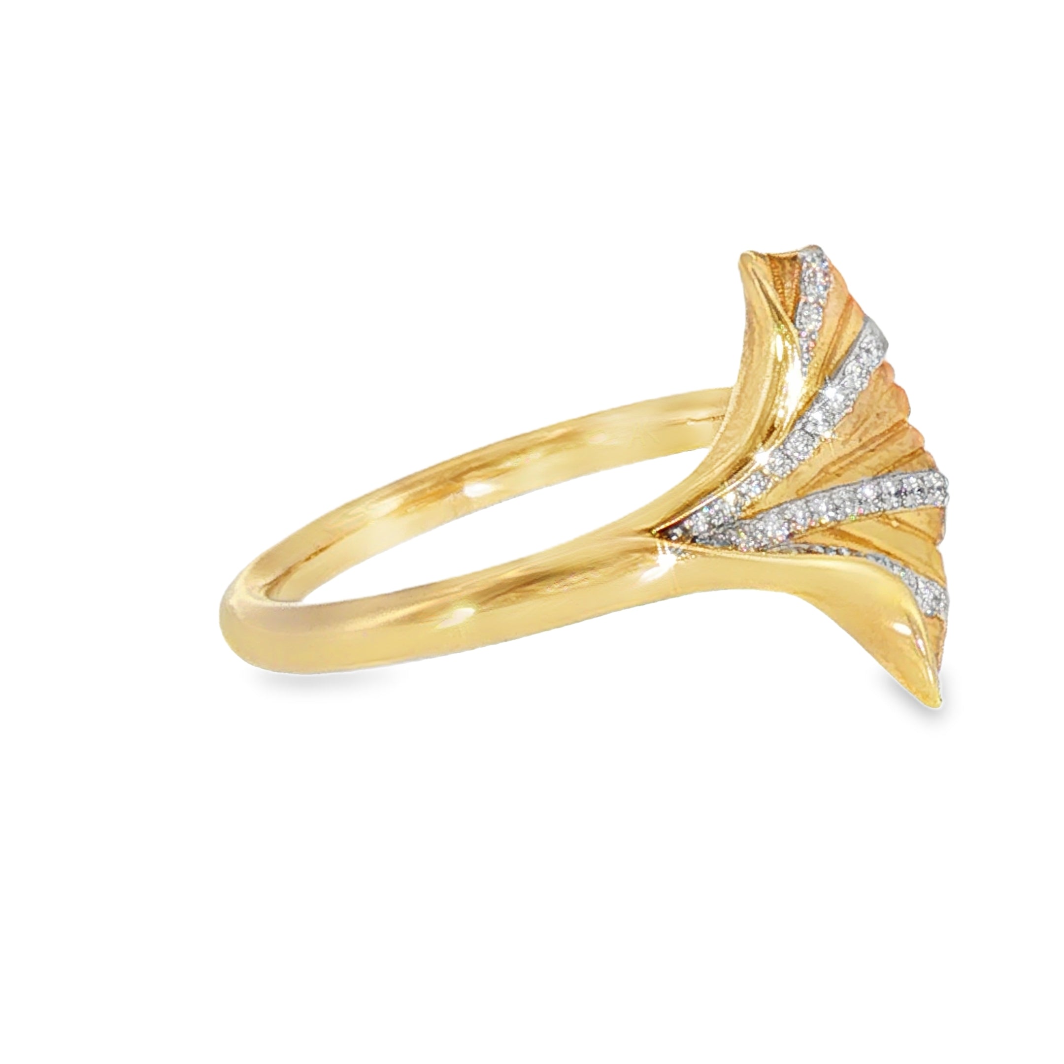 14k Yellow Gold 0.12 ctw Nature Inspired Women's Diamond Ring