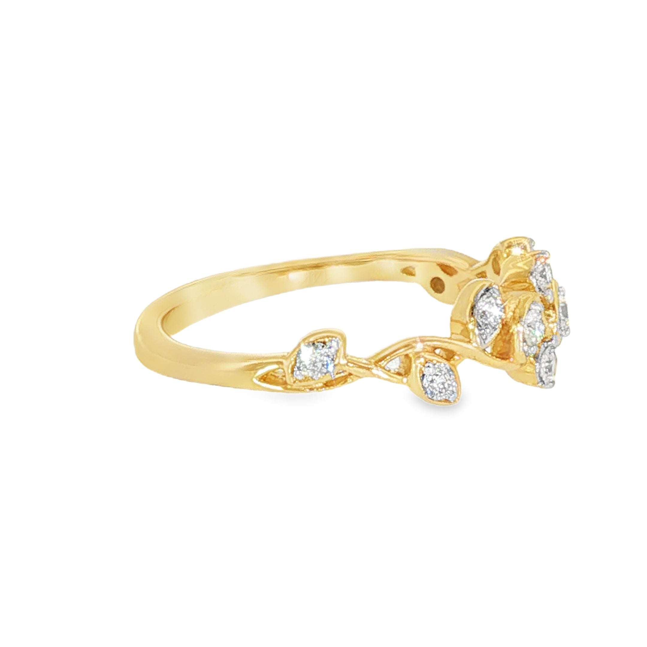 14k Yellow Gold 0.20 ctw Nature Inspired Women's Diamond Ring
