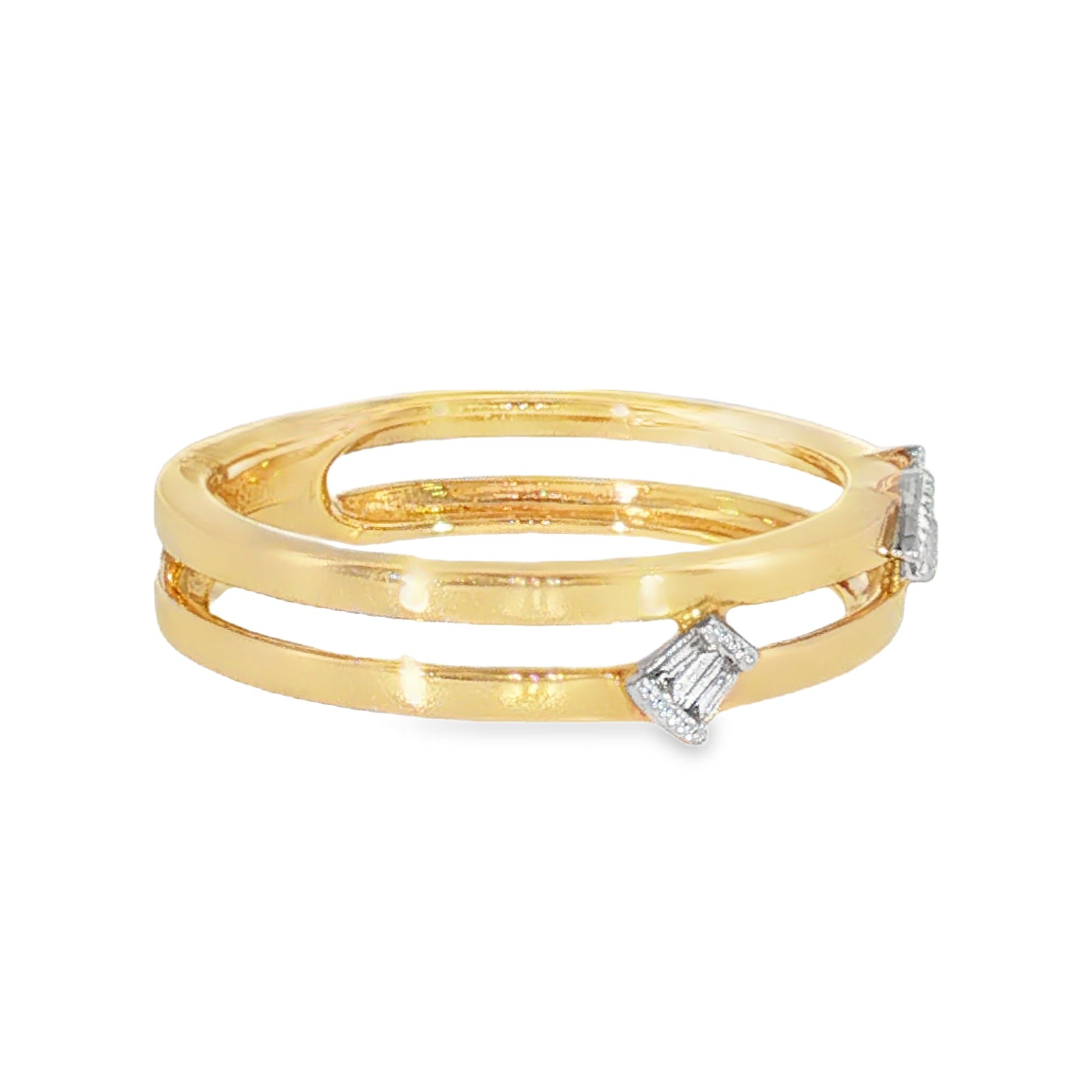 14k Yellow Gold 0.06 ctw Free Form Women's Diamond Ring