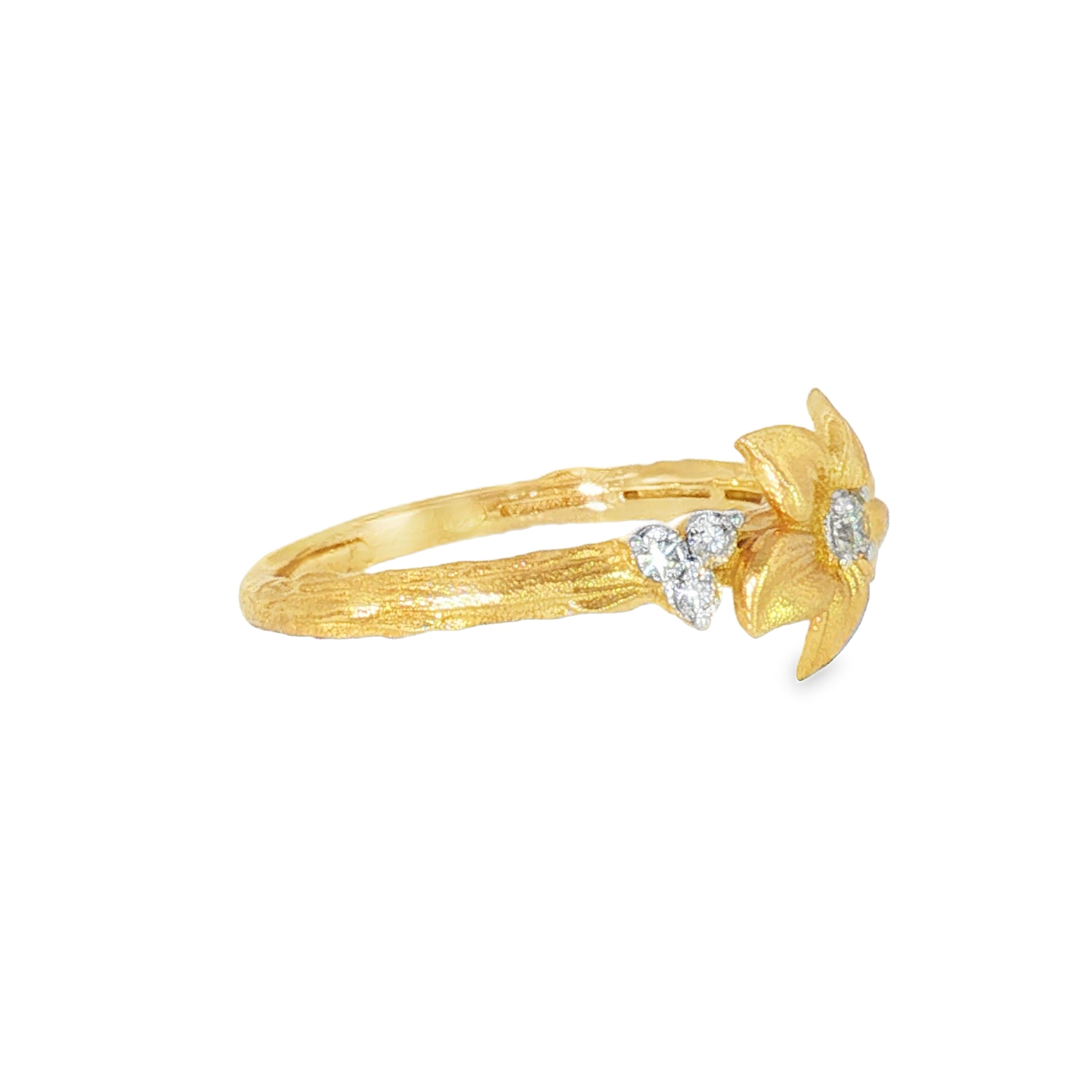 14k Yellow Gold 0.10 ctw Nature Inspired Women's Diamond Ring