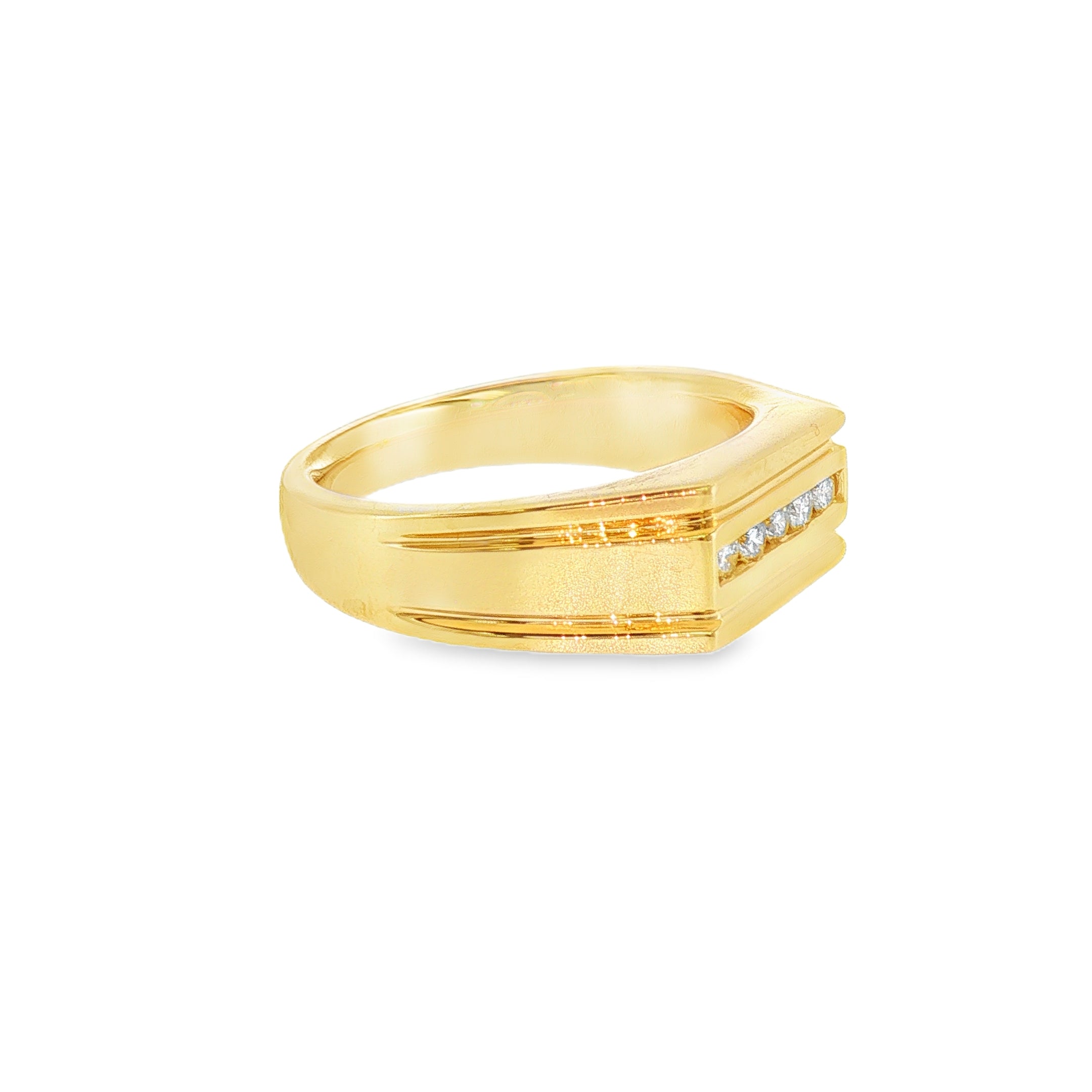 14k Yellow Gold 0.20ctw 5 Stone Men's Diamond Wedding Ring