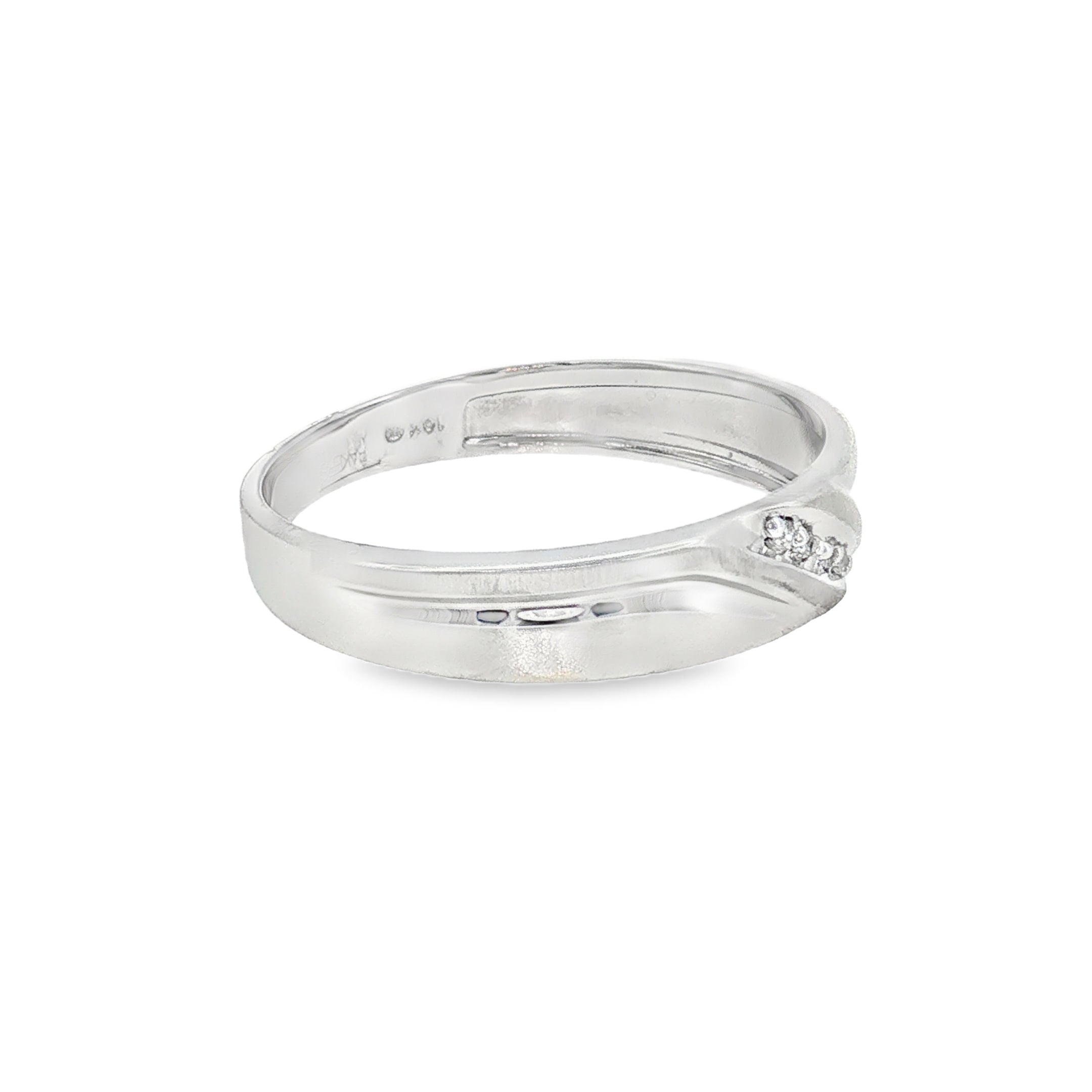 10k White Gold 0.04ctw Curved Men's Diamond Wedding Band