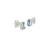14k White Gold Halo 0.44 ctw MT Yogo Sapphire Earrings