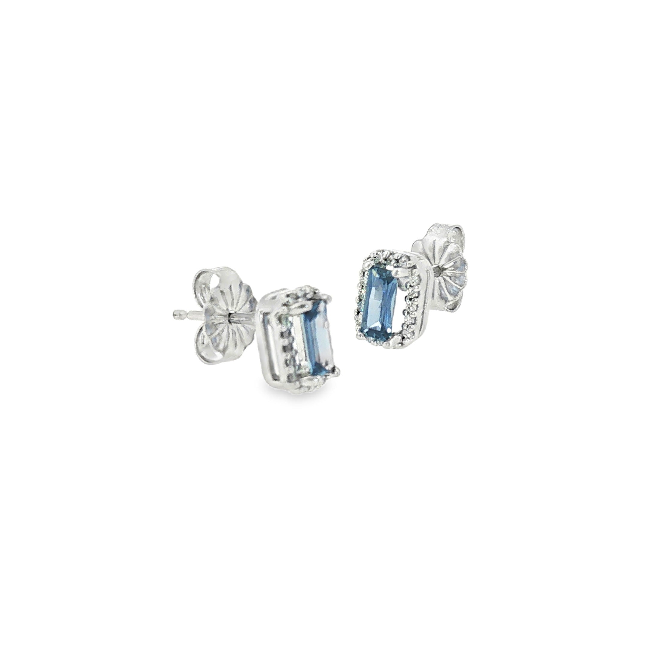 14k White Gold Halo 0.44 ctw MT Yogo Sapphire Earrings