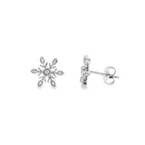 14k White Gold 0.07 ctw Snowflake Diamond Earrings