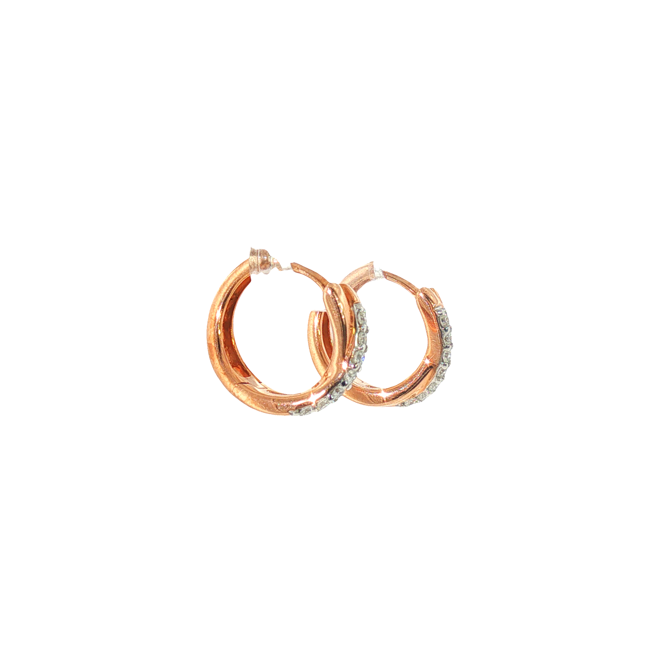 10k Rose Gold 0.16 ctw Small Hoop Diamond Earrings