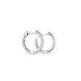 14k White Gold 0.20 ctw Small Hoop Diamond Earrings