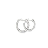 14k White Gold 0.20 ctw Small Hoop Diamond Earrings