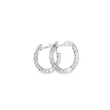 14k White Gold 0.20 ctw Small Hoop Diamond Earrings