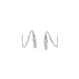 14k White Gold 0.06 ctw Small Twist Hoop Diamond Earrings