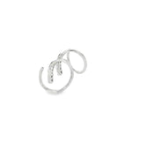 14k White Gold 0.06 ctw Small Twist Hoop Diamond Earrings