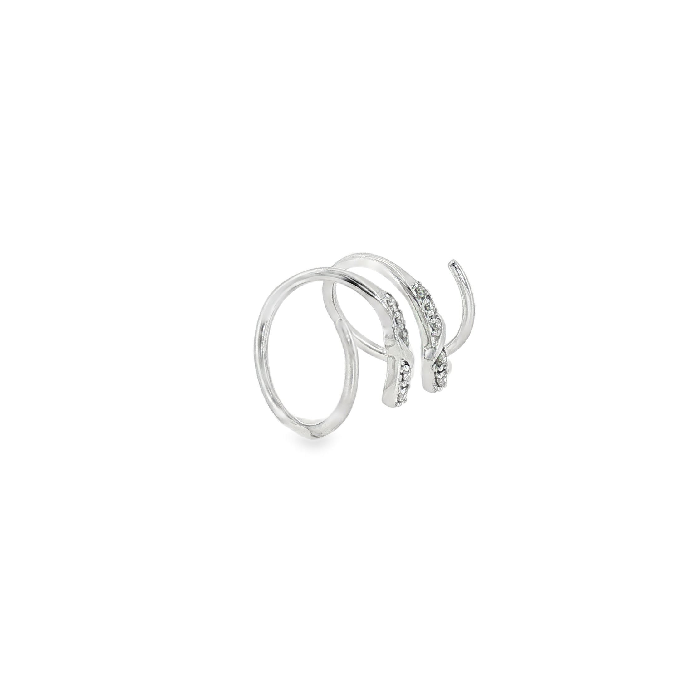 14k White Gold 0.06 ctw Small Twist Hoop Diamond Earrings