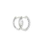 14k White Gold 0.25 ctw Medium Hoop Diamond Earrings
