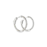 14k White Gold 0.75 ctw Small Hoop Diamond Earrings