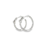 14k White Gold 0.75 ctw Small Hoop Diamond Earrings