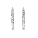 14k White Gold 5.00 ctw Large Hoop Diamond Earrings