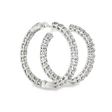 14k White Gold 5.00 ctw Large Hoop Diamond Earrings