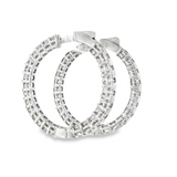 14k White Gold 5.00 ctw Large Hoop Diamond Earrings