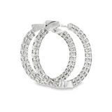 14k White Gold 5.00 ctw Large Hoop Diamond Earrings