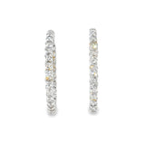14k White Gold 5.00 ctw Large Hoop Diamond Earrings