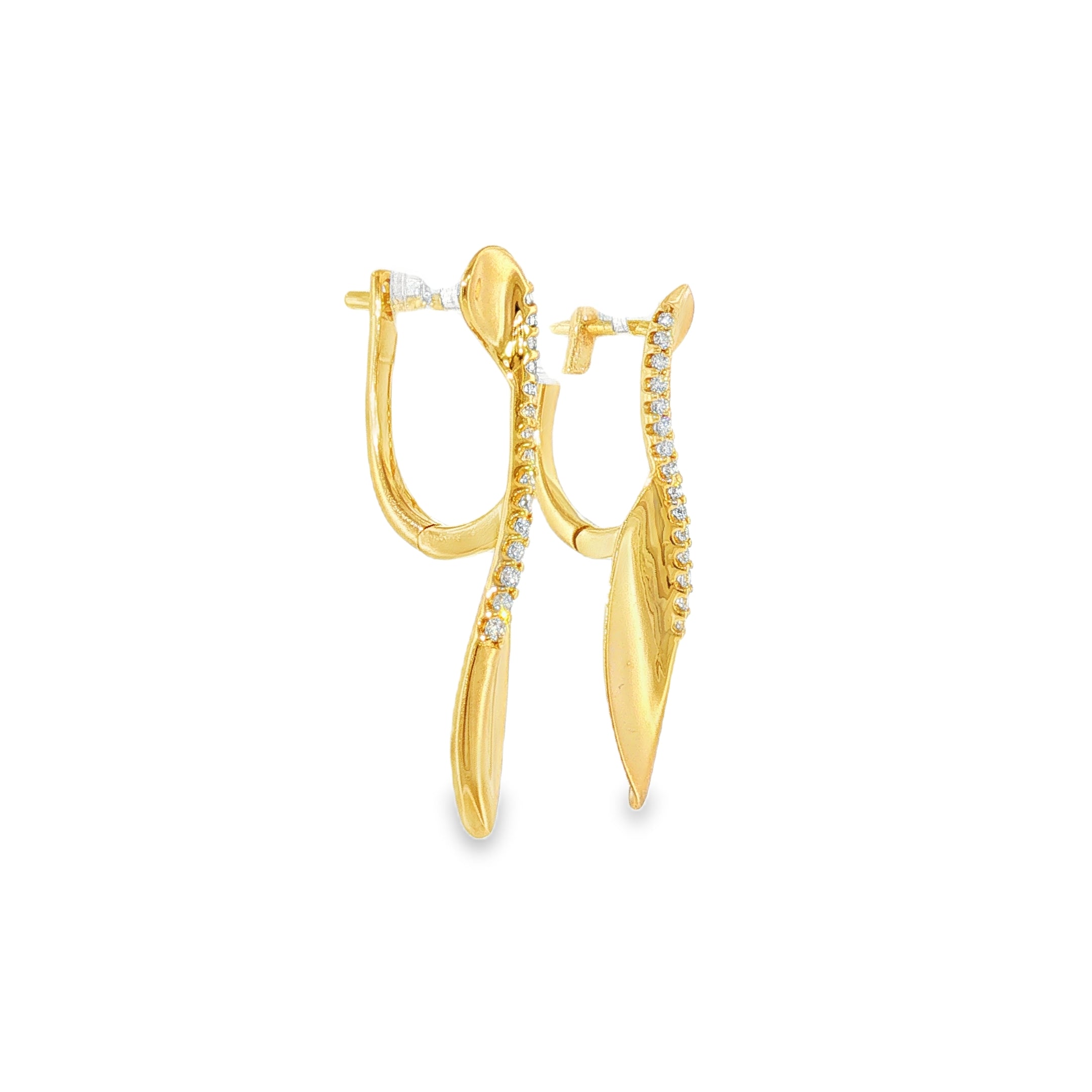 14k Yellow Gold 0.18 ctw Twist Diamond Earrings