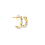 14k Two-tone 0.15 ctw Huggie Diamond Earrings