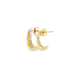 14k Two-tone 0.15 ctw Huggie Diamond Earrings