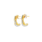 14k Two-tone 0.15 ctw Huggie Diamond Earrings