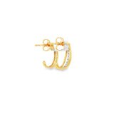 14k Two-tone 0.19 ctw Half Hoop Diamond Earrings
