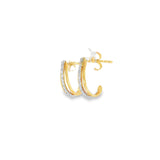 14k Two-tone 0.19 ctw Half Hoop Diamond Earrings
