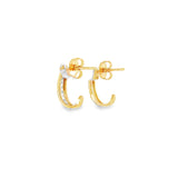 14k Two-tone 0.19 ctw Half Hoop Diamond Earrings