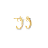 14k Two-tone 0.19 ctw Half Hoop Diamond Earrings