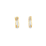 14k Two-tone 0.19 ctw Half Hoop Diamond Earrings