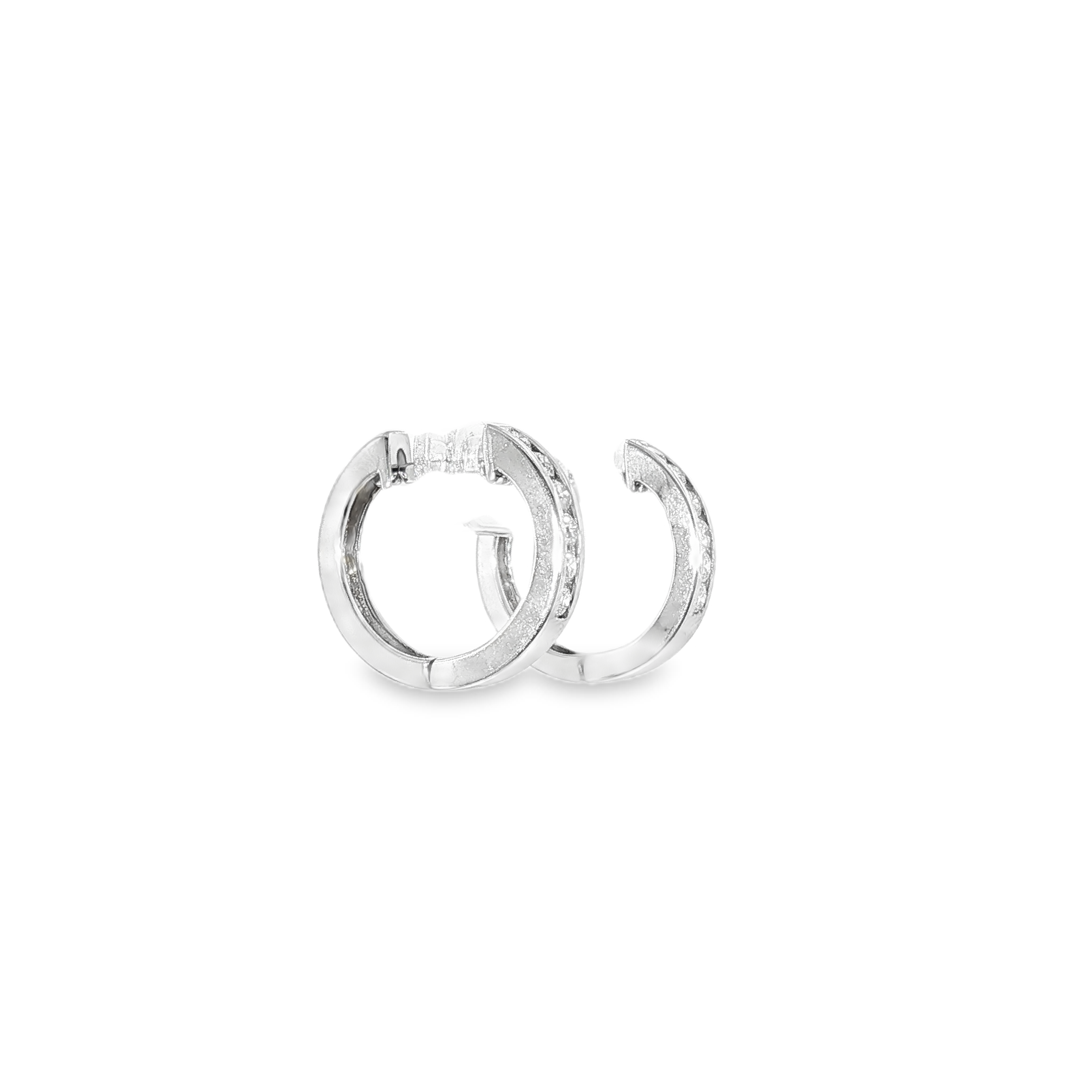14k White Gold 0.25 ctw Huggie Diamond Earrings