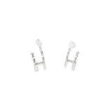 10k White Gold 0.25 ctw Small Hoop Diamond Earrings