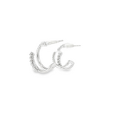10k White Gold 0.25 ctw Small Hoop Diamond Earrings