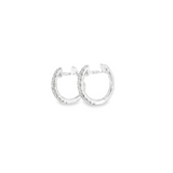 14k White Gold 0.63 ctw Small Hoop Diamond Earrings