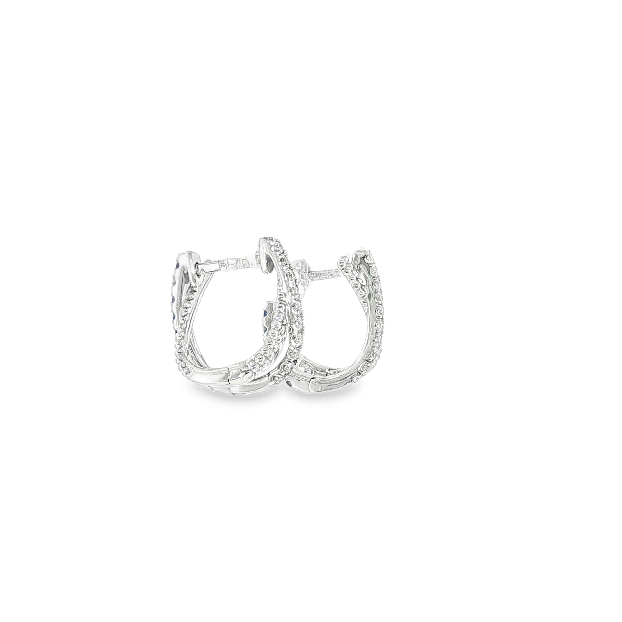 10k White Gold 0.16 ctw Reversable Diamond  & Sapphire Earrings
