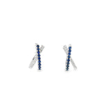 10k White Gold 0.16 ctw Reversable Diamond  & Sapphire Earrings