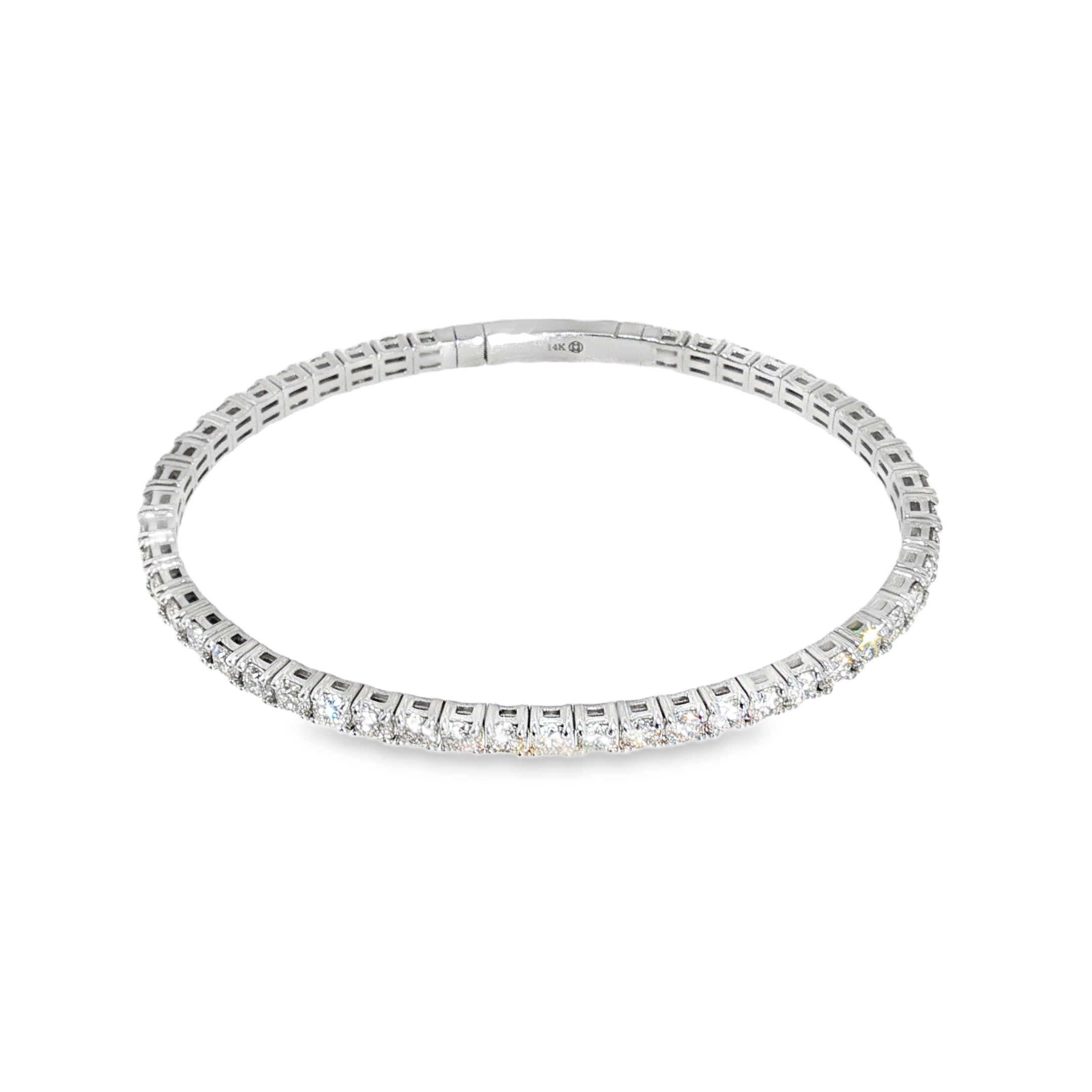 14k White Gold 6.00 ctw Bangle Diamond Bracelet